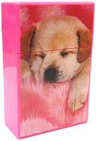 Eclipse Cute Sleeping Pupy Design Pink Plastic Crushproof Cigarette Case, 2ct, Kings, 3114D10