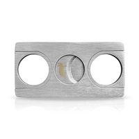 The Sharp Fox® - Cigar Cutter Slim Wallet Size Stainless Steel Guillotine Double Cut Blade in Black Gift Box