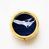 RhyNSky Dinosaur Silhouette - Animal Mini Portable Pocket Pill Box Case Holder for Purse, 3 Compartments, Gold, CG254