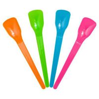 Mixed Colors Shovel Ice Cream Spoons - 'Slim Spadey' Beautifully Colorful Spoons - Perfect For Any Yummy Dessert Or Frozen Treat You Can Think Of - Frozen Dessert Supplies - 100 Count