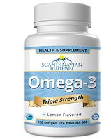 Scandinavian Healthwise Omega 3 Fish Oil, Triple Strength, Non GMO, NSF-Certified, GMP-Certified, 120 softgels