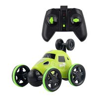 QIUUE Remote Control Car 360 Degree Rotating Tumbling Car Toy Gift for Kids Wireless Remote Control Tumbling Stunt Car Christmas Present (Green)