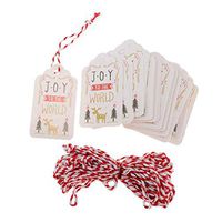 50pcs Christmas Gift Tags Paper Tags Xmas Hang Tags with Jute Twine Hanging Gift Wrap Tags Cards Label Xmas Tree Decor - Deer