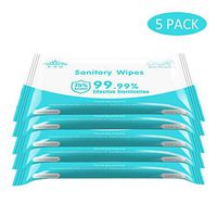 75% Alcohol Wipes (5 Packs, 50 Wipes), Portable Alcohol Wet Wipes Cleaning Wipes for Hand Home House, Tourism, Hotel, Restaurant, Office, Car, All Purpose Cleaning