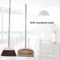 Mictiona 2019 Broom and Dustpan Set Vertical Brush Dust Pot Combination Upright Cleaning Stainless Steel Set, Bucket, Broom, Sweeping, Cleaning, Standing, Hanging Teeth