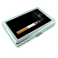 Smoking Reaper Em1 Hip Silver Cigarette Case Id Holder Metal Wallet 4" X 2.75" RFID Protection