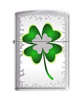 Zippo"4 Leaf Clover" Brushed Chrome Lighter, 3501