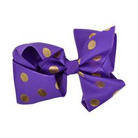 Purple 5 Inch Bow With Gold Polka Dots