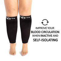 Zeta Sleeve XXL Wide Plus Size Calf Compression, Soothing Comfy Gradient Support, Prevents Swelling, Pain, Edema, DVT, Large Cuffs, Stretch to 26 Inches, Unisex, for Nurses, Seniors, Flights (Black)