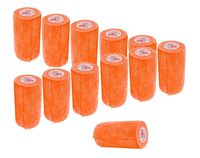 4 Inch Self Adhesive Medical Bandage Wrap Tape (Orange) (12 Pack) Strong Elastic Self Adherent Cohesive First Aid Sport Flex Rolls for Wrist Ankle Knee Sprains and Swelling