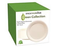 Compostable Luncheon Plates- Eco Friendly Natural Bagasse Sugarcane Dinnerware Set, 100-Count, 6 Inch