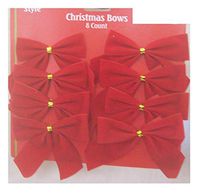 8 Red Holiday Bows 3" Wide
