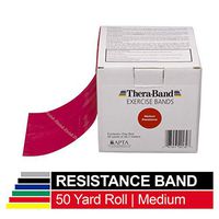TheraBand Resistance Bands, 50 Yard Roll Professional Latex Elastic Band for Upper & Lower Body & Core Exercise, Physical Therapy, Pilates, at-Home Workouts, Rehab, Red, Medium, Beginner Level 3