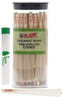 Raw Pre-Rolled Cones Organic King: 50 Pack - Hemp Rolling Papers with Filters - Extra Clean and Slow Burning Cone Made of Pure Hemp - Bonus Doob Tube Included