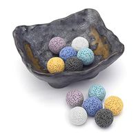 JOVIVI Aromatherapy Essential Oil Diffuser Home Decoration Set - 12pcs Lava Stone Beads & Vintage Irregualr Ceramic Essential Oil Holder Bowl