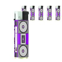 I Love The 80's Boom Box Set of 5 Lighters S3 Electronic Refillable Flame Cigarette Smoking