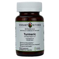 VERDANT KITCHEN Turmeric and Black Pepper, Pure Certified Organic Whole Root, Raw Processed, Bioavaliability Enhanced, Zero Fillers, Vegan, USA Made, 60 x 350 mg