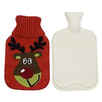 2 Liter Classic Rubber Hot Water Bottle with Cute Cartoon Knit Cover for Cramps Pain Relief