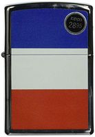 Zippo Custom Lighter France Flag High Polish Chrome Finish