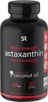 Vegan Astaxanthin (12mg) with Organic Coconut Oil for Better Absorption | Vegan Certified & Non-GMO Project Verified - 60 Veggie Softgels (2 Month Supply)