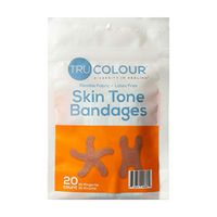Tru-Colour Skin Tone Fingertip & Knuckle Bandages: Brown Single Bag (20-Count, Orange Bag)