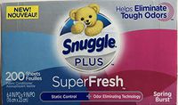 Snuggle Plus SuperFresh Fabric Softener Dryer Sheets with Static Control and Odor Eliminating Technology, Spring Burst, 200 Count