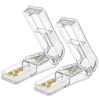 2 Pcs Pill and Vitamin Tablet Splitter, Travel Pill Cutter, Sturdy Cutting Blade - for Accurate Cutting, Small Splitter Easy to Carry (Clear) 3.5 inch