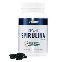 Organic Spirulina Tablets- Vegan, 100% Pure, Enriched Vitamin B12 Complex, Phycocyanin, Non-GMO, Gluten Free & Non-Irradiated, USDA, Naturland, Halal Certified, 500mg, 180 Counts