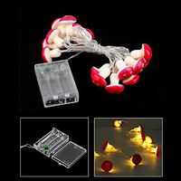 Oliwui 2M 20LED Mushroom String Light Lamp with Battery Box Garden Party Decor UL Mushroom String