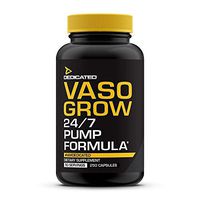 Dedicated Nutrition Vaso Grow, 24hr Pump Formula with Patented Arginine Nitrate (NO3-T) and Citrulline Nitrate (NO3-T) for Muscle Growth, Pumps, Vascularity, Energy. 250 Veggie Caps