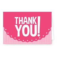 Pink Baby Girl Thank You Note Card with envelopes - New Baby, Baby Shower - Available in 25, 50 and 100 Packs