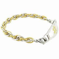 Women's Medical Alert ID Bracelet Custom Engraving Included - Gold & Silver Rope - Pegasus - Gold, 7.75"