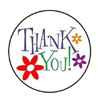48 Thank You with Flowers!!! ENVELOPE SEALS LABELS STICKERS 1.2" ROUND