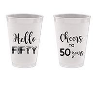 50th Birthday Frost Flex Plastic Cups - Hello 50, Cheers to 50 Years