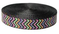 Glitter Chevrons Print Grosgrain Ribbon (10 Yards, 3/8" Black w/Multi)