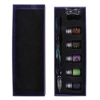 Junlinto,Crystal Starry Sky Glass Ink Pen Glass Dip Pen for Writing Fountain Pen Set Gift C