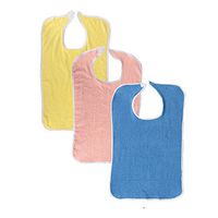 3 Pack Terry Adult Bib with Velcro Closure (Yellow, Pink, Royal)