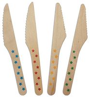 CaterEco 100-Piece Birchwood Compostable Knives, Stars Print