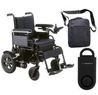 Drive Cirrus Plus EC Folding Power Wheelchair, 22" Seat & Free 130 dB Black Personal Safety Alarm/Siren! + Front Zip Pocket Medical Utility Black Bag!