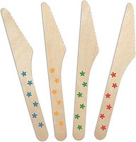 CaterEco 200-Piece Birchwood Compostable Knives, Flowers Print