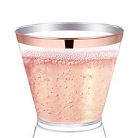 Crystal Clear Rose Gold Hard Plastic Tumblers | 9 oz. 100 Count Elegant Decorative Rimmed Party Cups | Perfect for Any Event