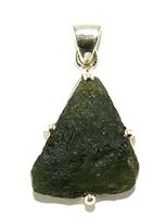 Moldavite Sterling Silver Pendant Pyramid Natural Crystal MOLDP1807