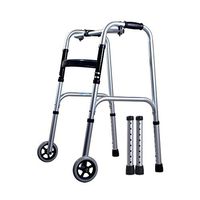 HANGER Walking Auxiliary Tools - Height Adjustable Four Corners Support Healthcare Folding Lightweight Aluminium Walking Frame with Wheels, A