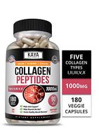 Kaya Naturals Collagen Complex, 180 Count Capsules for Anti-Aging, Hair, Skin, Nails and Joints, Types I, II, III, V & X Collagen Protein Blend (180 Capsules)