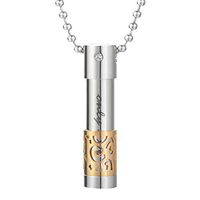 Stainless Steel Aromatherapy Essential Oil Diffuser Necklace only love Perfume Bottle Cremation Urn Necklace (Gold)