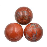AD Beads Natural Gemstone Harmony Round Ball Crystal Healing Sphere Massage Rock 20~50mm (32 Red Jasper, 50mm)