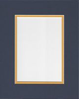 Pack of 5 11x14 Navy Blue and Sun Yellow Double Picture Mats Cut for 8x10 Pictures