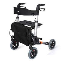 Yjyly Wheelchair Elderly Walker Trolley Step-by-Step Shopping Cart Assisted Walking Four-Wheeled Travel Folding Wheelchair Walker Can Bear 100kg Lightweight propelled