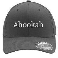 #Hookah - Adult Men's Hashtag Flexfit Baseball Hat Cap, Silver, Small/Medium