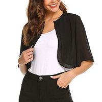 Peigen Women's Short Sleeve Sheer Open Front Chiffon Shrug Cardigan Top